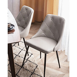 Beliani Set de 2 Cuir PU Chaise de salle à manger Gris clair VALERIE