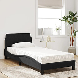 Avis Vidaxl Lit avec matelas noir 80x200 cm velours