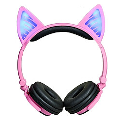 Acheter Wewoo Pour iPhone, Galaxy, Huawei, Xiaomi, rose LG, HTC et autres smartphone Pliable sans fil Bluetooth V4.2 Glowing Cat Ear Casque Gaming Headset avec LED Light & Mic,