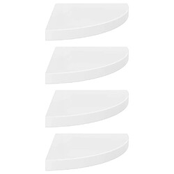 vidaXL Étagères d'angle flottantes 4pcs blanc brillant 35x35x3,8cm MDF