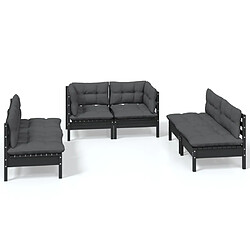 Maison Chic Salon de jardin 6 pcs + coussins - Mobilier/Meubles de jardin - Table et chaises d'extérieur Bois de pin massif -MN22357