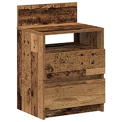 vidaXL Table de chevet avec 2 tiroirs vieux bois 40x33x60 cm