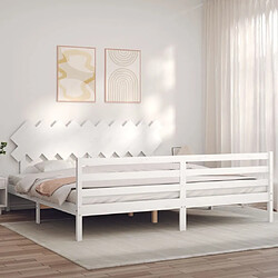 Avis Maison Chic Lit adulte - Cadre Structure de lit avec tête de lit Contemporain blanc 200x200 cm bois massif -MN75879