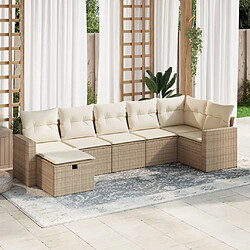 vidaXL Salon de jardin avec coussins 7 pcs beige résine tressée