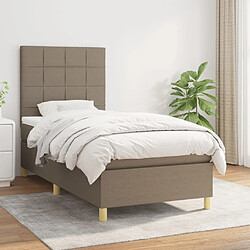 Maison Chic Lit adulte- Lit + matelas,Sommier à lattes de lit avec matelas Taupe 100x200 cm Tissu -GKD17671