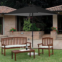 Elios Parasols Parasol carré 2x2m avec mât central en aluminium Plutone Noir, Styles: sans volant