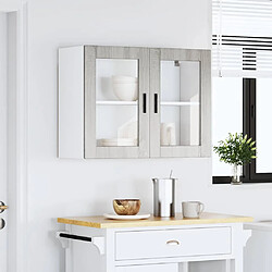 Avis vidaXL Armoire murale de cuisine avec porte en verre Porto sonoma gris