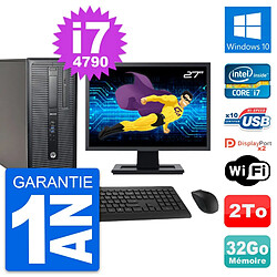 PC Tour HP 800 G1 Ecran 27" Intel i7-4790 RAM 32Go Disque 2To Windows 10 Wifi - Occasion