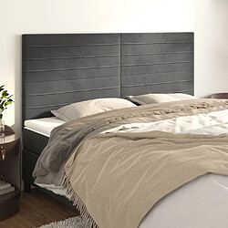 Maison Chic Lot de 4 Têtes de lit design pour chambre - Décoration de lit Gris foncé 80x5x78/88 cm Velours -MN48557