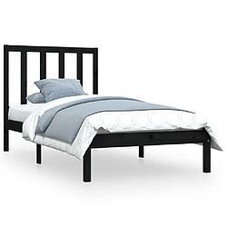 vidaXL Cadre de lit sans matelas noir bois de pin massif 75x190 cm