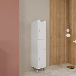 Kiamami Valentina COLONNE DE SALLE DE BAIN SUR PIED 150CM, 2 PORTES ET 1 TIROIR BLANC BRILLANT | EASY