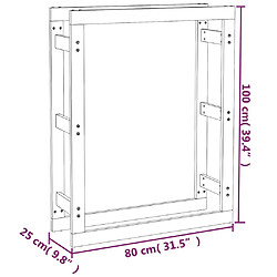 vidaXL Support pour bois de chauffage Gris 80x25x100 cm Bois de pin pas cher