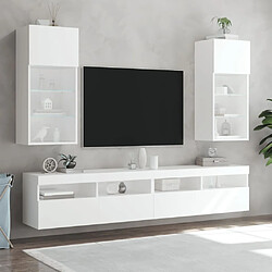 Avis Maison Chic Meuble TV avec lumières LED, Banc TV pour salon, Meuble de rangement blanc 40,5x30x90 cm -GKD37097