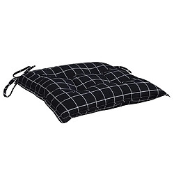 Avis vidaXL Coussins de chaise lot de 6 carreaux noir 40x40x7 cm tissu