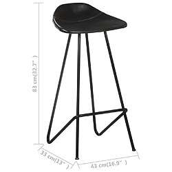 vidaXL Tabourets de bar lot de 4 noir cuir véritable pas cher