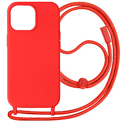 Avizar Coque Cordon pour iPhone 15 Pro Lanière Tour du Cou 80cm série Corda Rouge