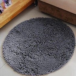 Acheter Tapis absorbant de tapis de salle de bains Shaggy anti-dérapant rond Dia. 60cm gris