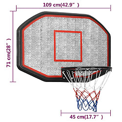 vidaXL Panneau de basket-ball Noir 109x71x3 cm Polyéthylène pas cher