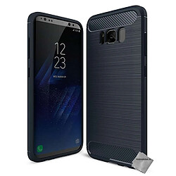 Htdmobiles Coque silicone gel carbone pour Samsung G950F Galaxy S8 + film ecran - BLEU