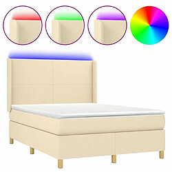 Maison Chic Lit adulte- Lit + matelas + LED,Sommier à lattes de lit matelas et LED Crème 140x190 cm Tissu -GKD60229