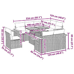 Acheter vidaXL Salon de jardin avec coussins 9 pcs beige résine tressée acacia