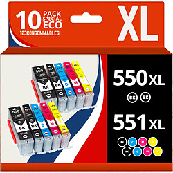 123Consommables Pack 10 cartouches compatibles CANON PGI550/CLI551 XL