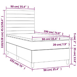 Maison Chic Lit adulte- Lit + matelas,Sommier à lattes de lit et matelas et LED Marron foncé 90x190cm -GKD76219 pas cher