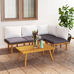 Maison Chic Salon de jardin 5 pcs + coussins - Mobilier/Meubles de jardin - Table et chaises d'extérieur Bois d'acacia solide -MN71868