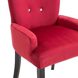 vidaXL Chaises à manger avec accoudoirs lot de 6 rouge velours pas cher