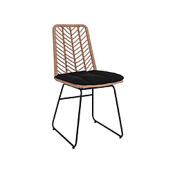 Lisa Design Forenza - lot de 4 chaises - effet rotin - bois et noir