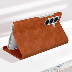 Avis Avizar Housse pour Samsung Galaxy S24 Clapet Porte-carte Éco-cuir Nappa Marron Clair