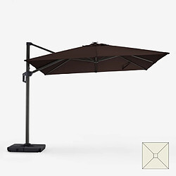 Avis Elios Parasols Parasol de jardin déporté 3x3 marron LED solaire Waikiki Light Brown