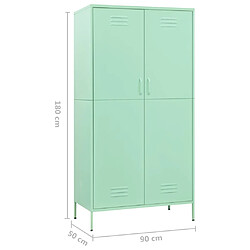 vidaXL Garde-robe Vert menthe 90x50x180 cm Acier pas cher