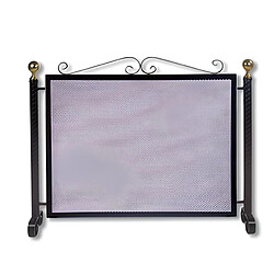 Visiodirect Grille de Protection pour cheminée, Grille Pare-feu modèle simple en Fer forgé coloris Noir - Hauteur 64 x Longueur 77 cm