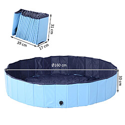 Avis Pawhut Piscine pour chien bassin PVC pliable anti-glissant facile à nettoyer diamètre 160 cm hauteur 30 cm bleu