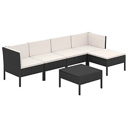 vidaXL Salon de jardin 6 pcs avec coussins résine tressée noir