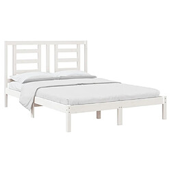 Avis Maison Chic Lit Moderne Chambre - Cadre/structure de lit pour adulte Blanc Bois de pin massif 140x200 cm -MN72193