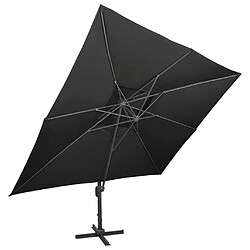 vidaXL Parasol de jardin en porte-à-faux avec double toit noir