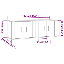 vidaXL Meubles TV muraux 2 pcs blanc brillant 57x34,5x40 cm pas cher