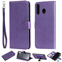 Wewoo Housse Coque Pour Galaxy M30 Étui de protection à rabat horizontal de couleur unie avec support et fentes cartes et portefeuille et cadre photo et lanière violet