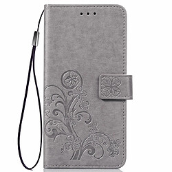 Wewoo Housse Coque Étui en cuir motif de fleurs pressées Lucky Clover pour Xiaomi Mi 8 Lite, avec support et logements pour cartes, portefeuille dragonne (Gris)