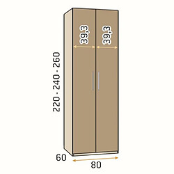 Inside 75 Armoire 200,4 x 240 cm 5 portes 5 tiroirs caisse Habana façade Habana Blanc laquée