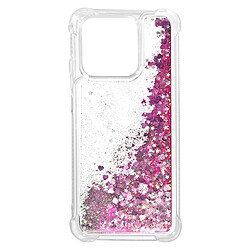 Avizar Coque Pailletée Xiaomi Redmi 10C Fuchsia Coque Xiaomi Redmi 10C Paillettes Liquides Dos Silicone Coins Bumper Roses