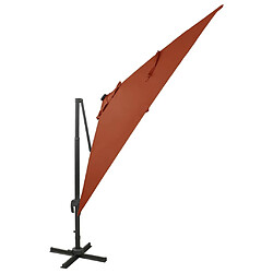 Helloshop26 Parasol meuble de jardin déporté avec mât et lumières led 300 cm terre cuite 02_0008540