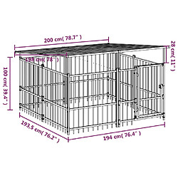 vidaXL Chenil d'extérieur avec toit pour chiens Acier 3,75 m² pas cher