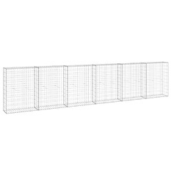 vidaXL Mur en gabion avec couvercles Acier galvanisé 300x30x100 cm