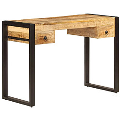 Helloshop26 Bureau table meuble travail informatique avec 2 tiroirs 110 cm bois solide de manguier 0502080