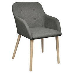 Maison Chic Lot de 2 Chaises à manger,Chaise pour cuisine,Solide Structure gris clair tissu et chêne massif -MN57753