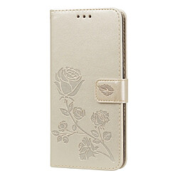 Wewoo Housse Coque Etui en cuir avec rabat horizontal relief Rose fentes pour cartes et porte-cartes Xiaomi Redmi K20 / K20 Pro Or