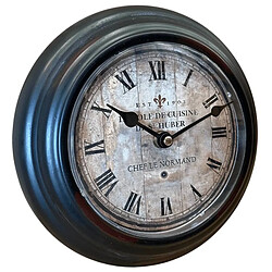 L'Héritier Du Temps Horloge Murale en Fer avec Vitre en Plexiglass Pendule de Cuisine Ecole de Cuisine Chef Le Normand 4x21x21cm